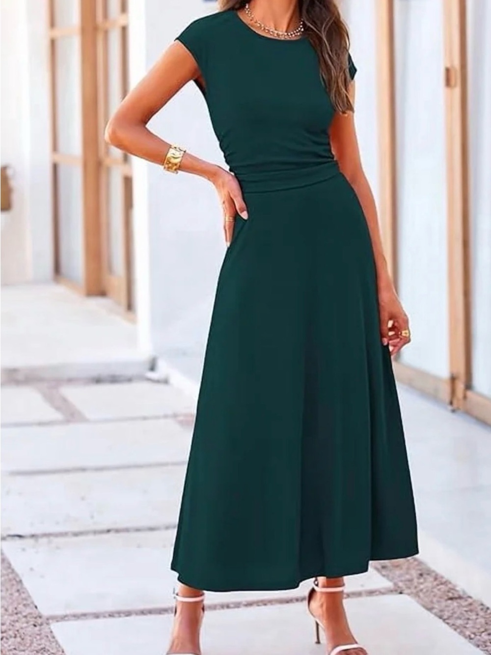 Women's Dark Teal A-Line Maxi Skirt and Top Set